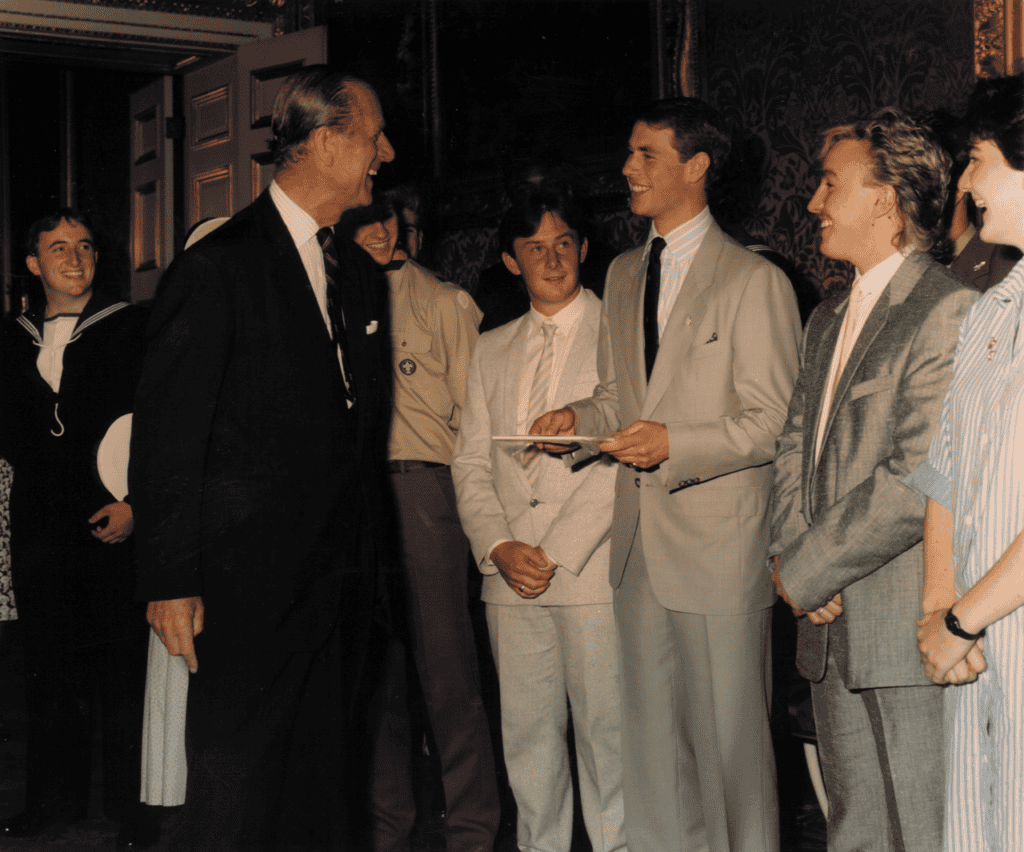 His Royal Highness The Duke of Edinburgh celebrates 40 years of being a Gold Award holder himself this year, with his father Prince Philip presenting him with his Award at St James's Palace in 1986.